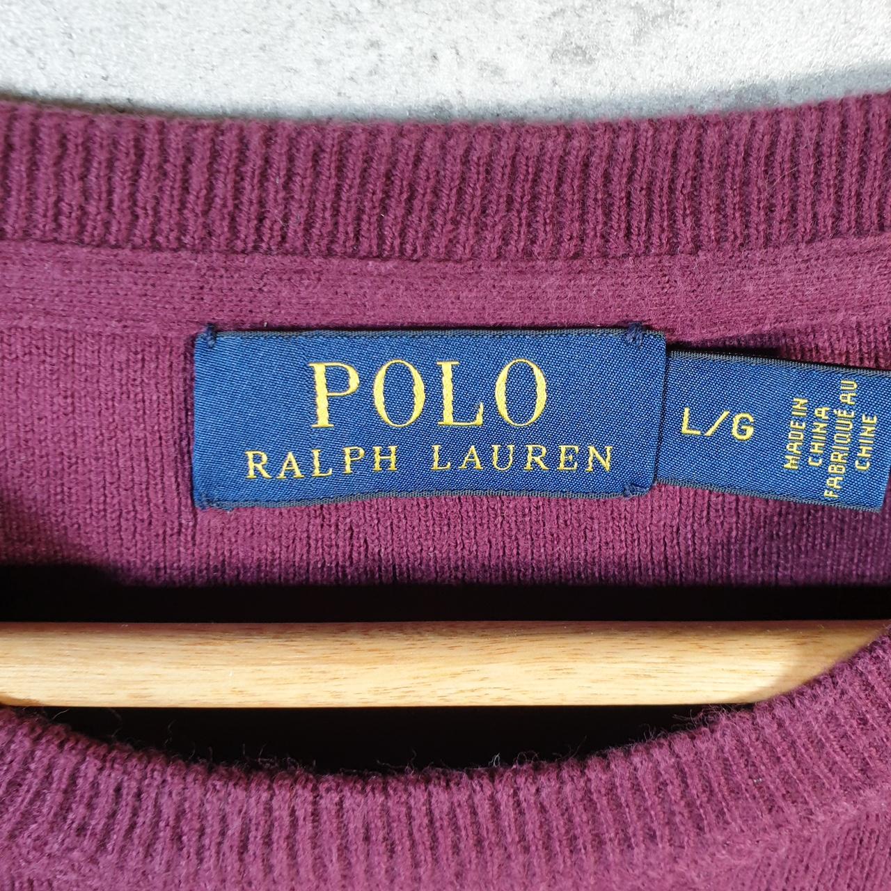 Vintage Ralph Lauren Polo Sweatshirt Men’s Large Burgundy Cotton Pullover Pony