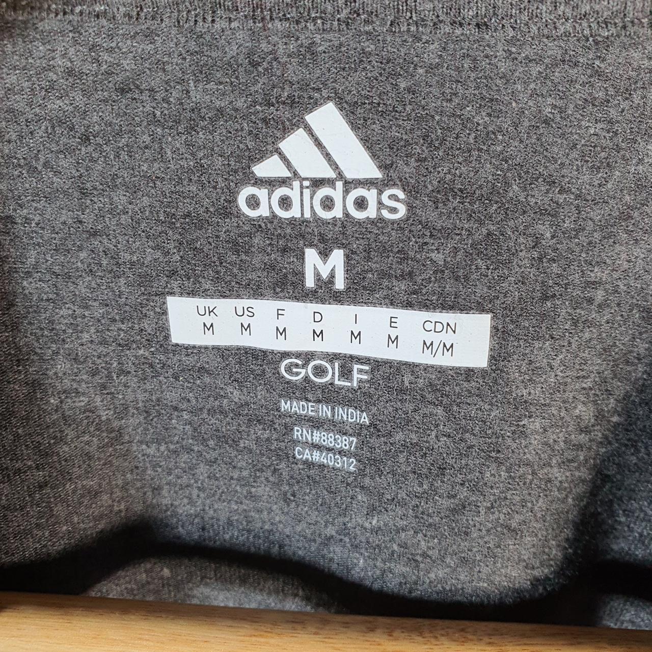 Vintage Adidas Golf T Shirt Men’s Medium Grey Three Stripes Logo Athletic