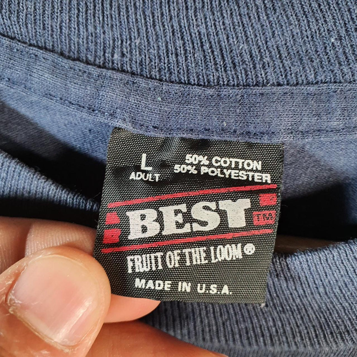 Vintage Fruit of the Loom Best Kitty Hawk Fleet USA Single Stitch T Shirt Men’s Large Blue Big Fish Vintage