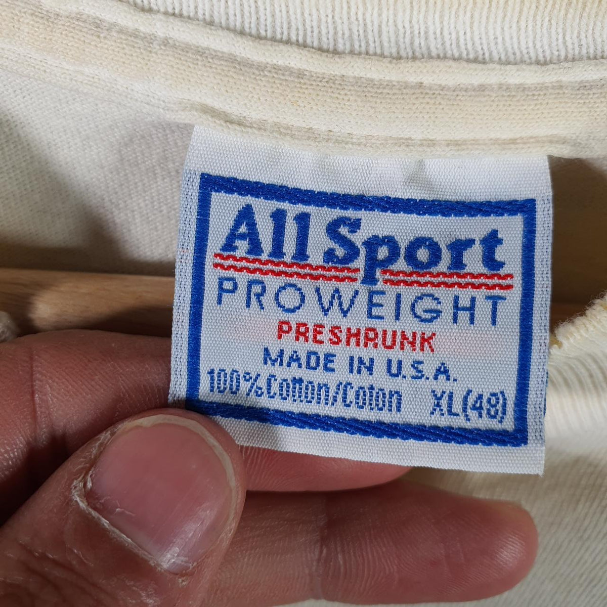 Vintage AllSport USA Sam Says 90s Single Stitch T Shirt Men’s XL White Big Fish Vintage