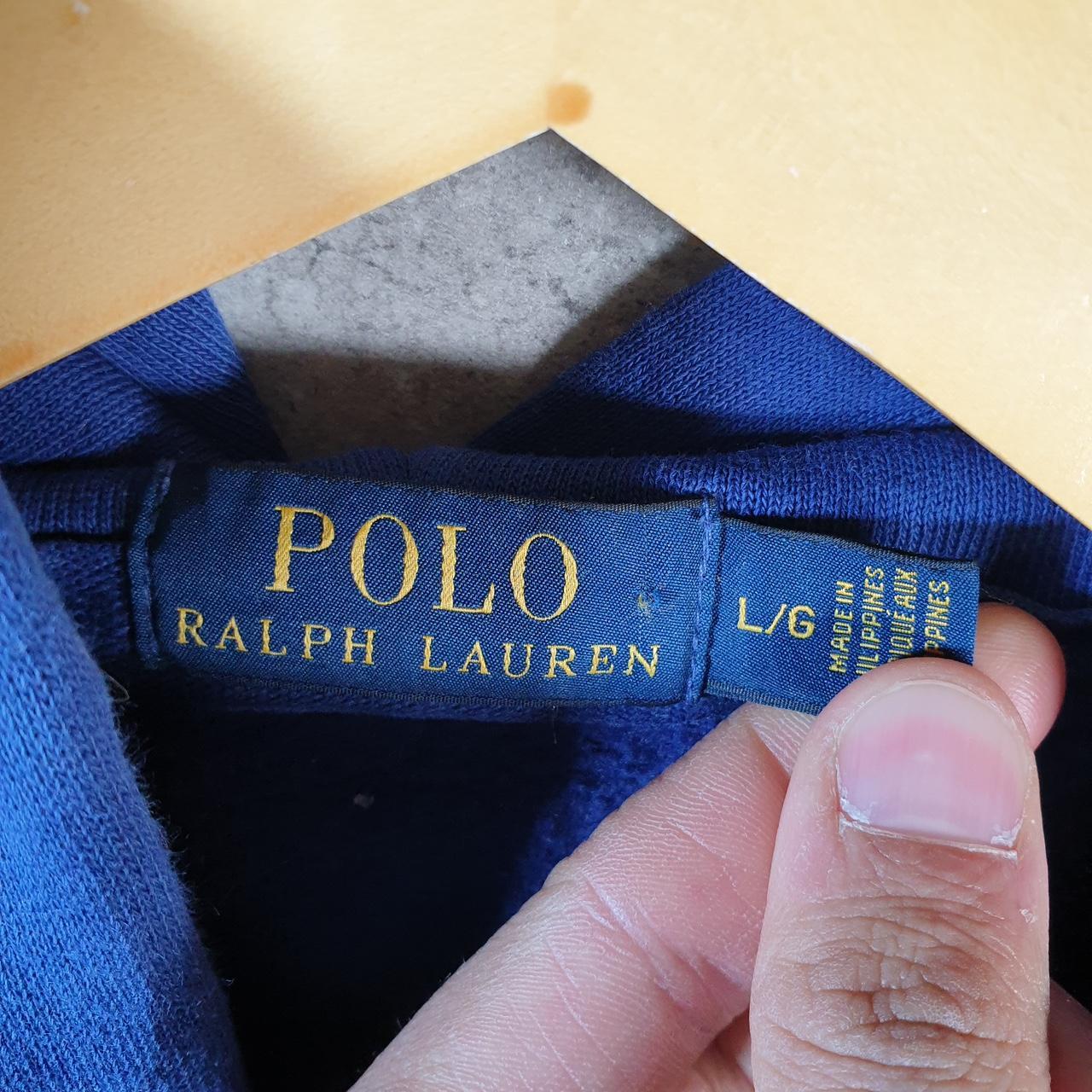 Vintage Ralph Lauren Polo Heavyweight Hoodie Men’s Large Blue Cotton Full Zip Pony