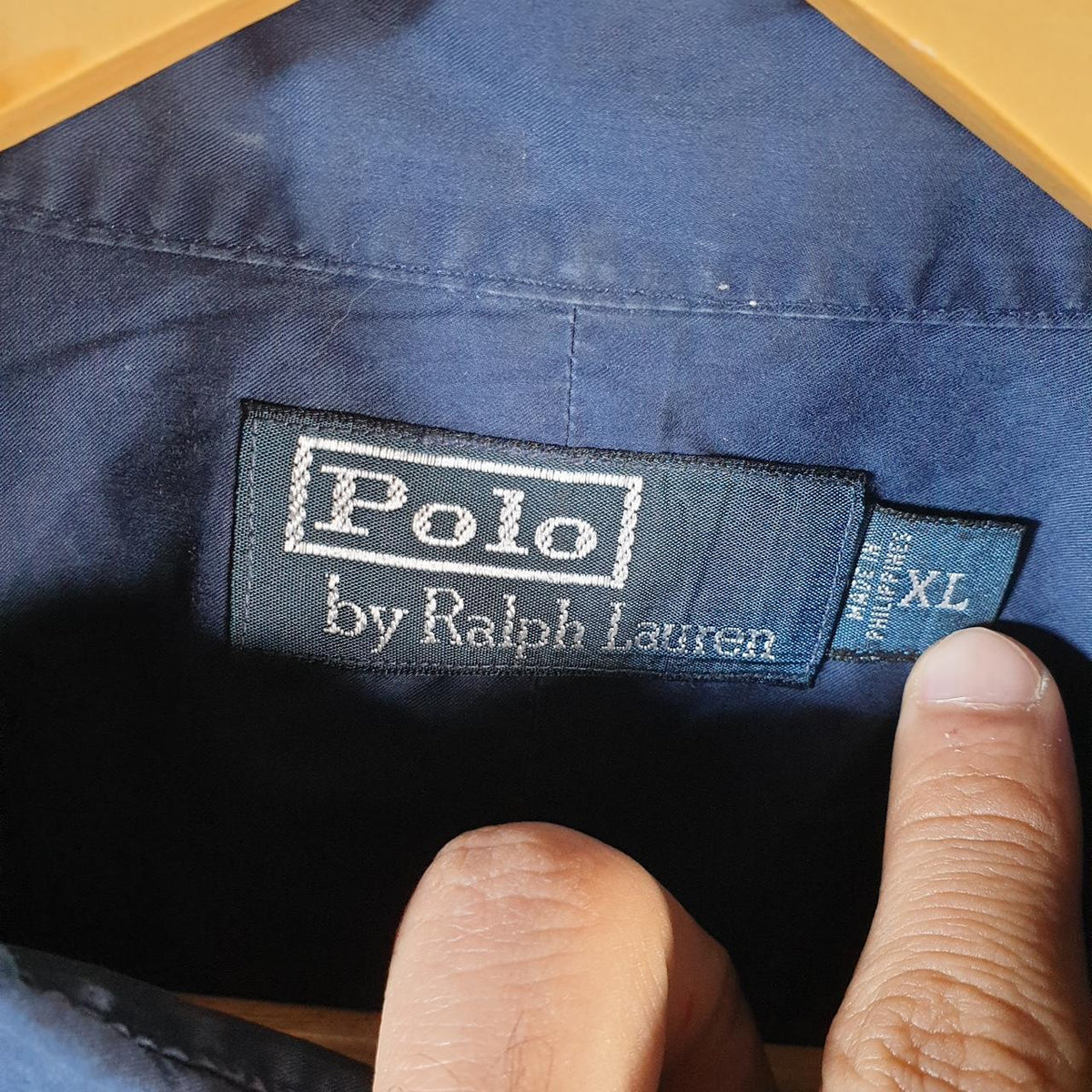 Vintage Ralph Lauren Button Down Shirt Men’s XL Navy Blue Classic Fit Cotton