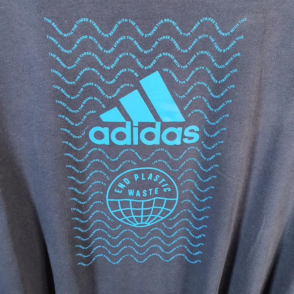 Vintage Adidas Aeroready End Plastic Waste T Shirt Men’s Large Navy Blue Three Stripes