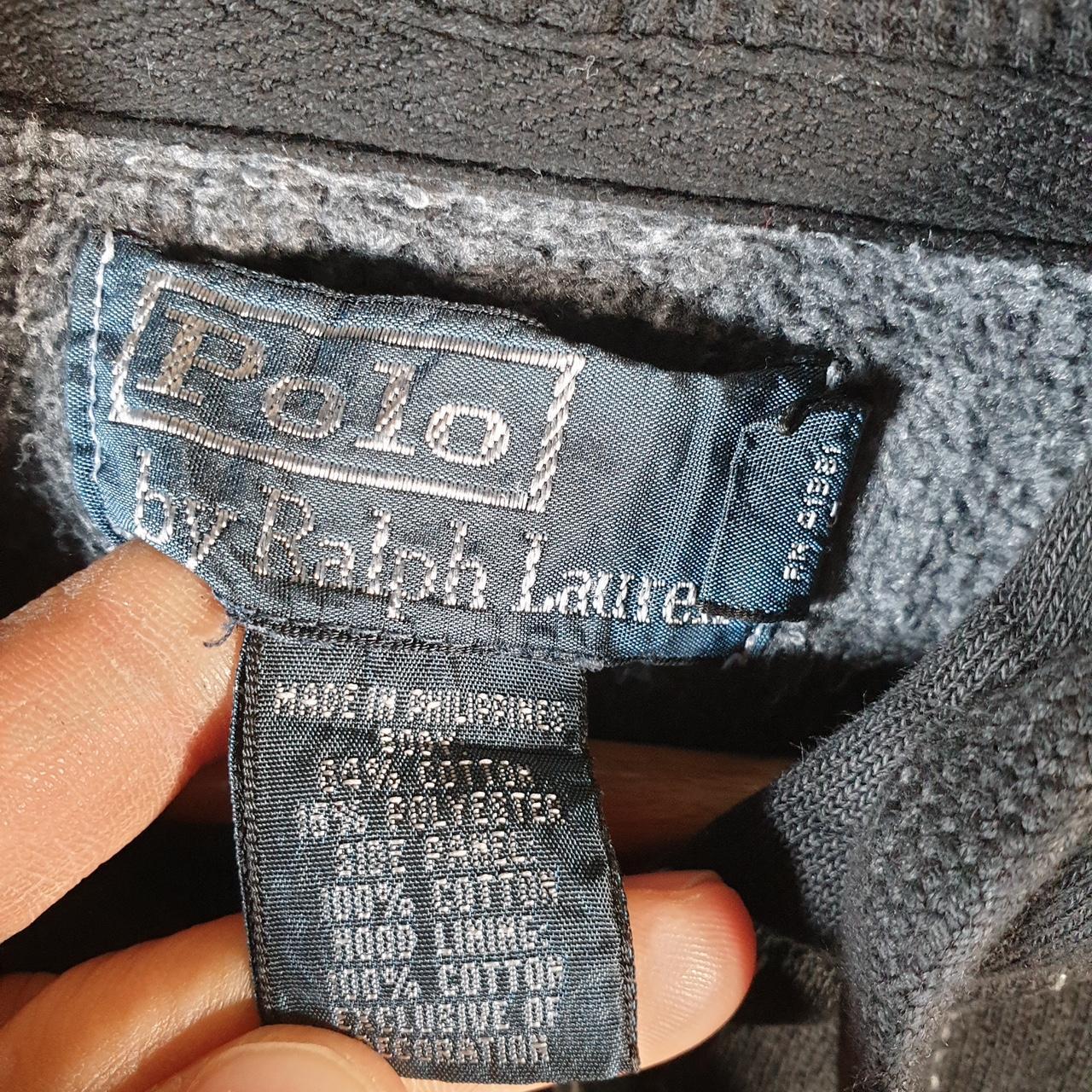 Vintage Ralph Lauren Polo Heavyweight Hoodie Men’s XL Black Cotton Full Zip Pony
