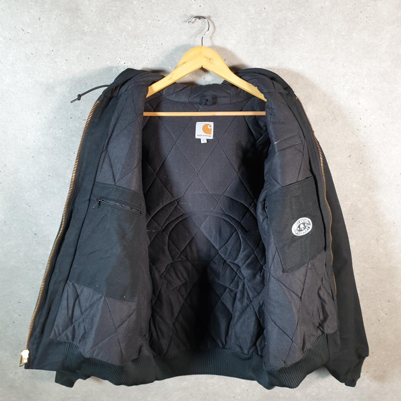 Vintage Carhartt Active Hooded Jacket Men’s Large Black J140 BLK Workwear Canvas USA G2096