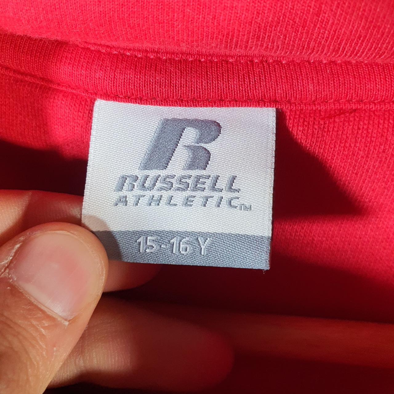 Vintage Russell Athletic Spellout Hoodie Youth 15-16 Years Old Red Pullover Baggy