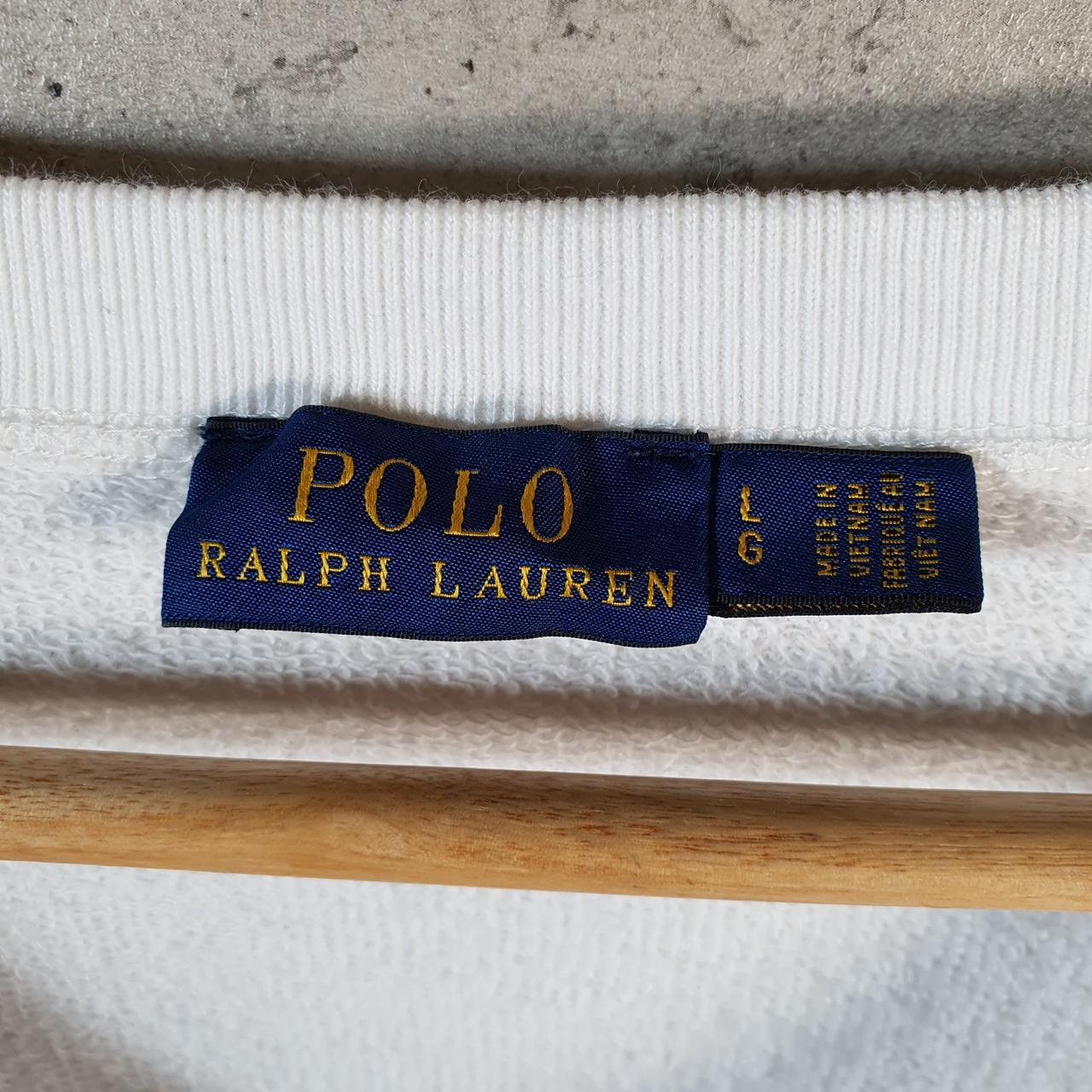 Vintage Ralph Lauren Polo Sweatshirt Womens Large White Embroidered Pullover Pony