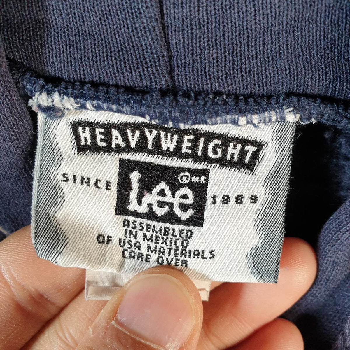 Vintage Lee Heavyweight Hoodie Men’s Large Navy Blue USA Evie Crayons Full Zip
