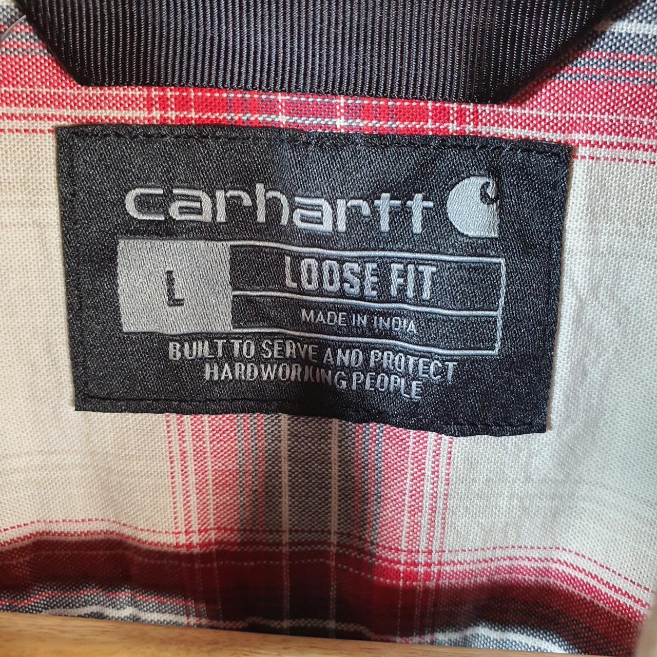 Vintage Carhartt Shirt Button Down Mens Large Red Checkered Short Sleeve Utility Loose