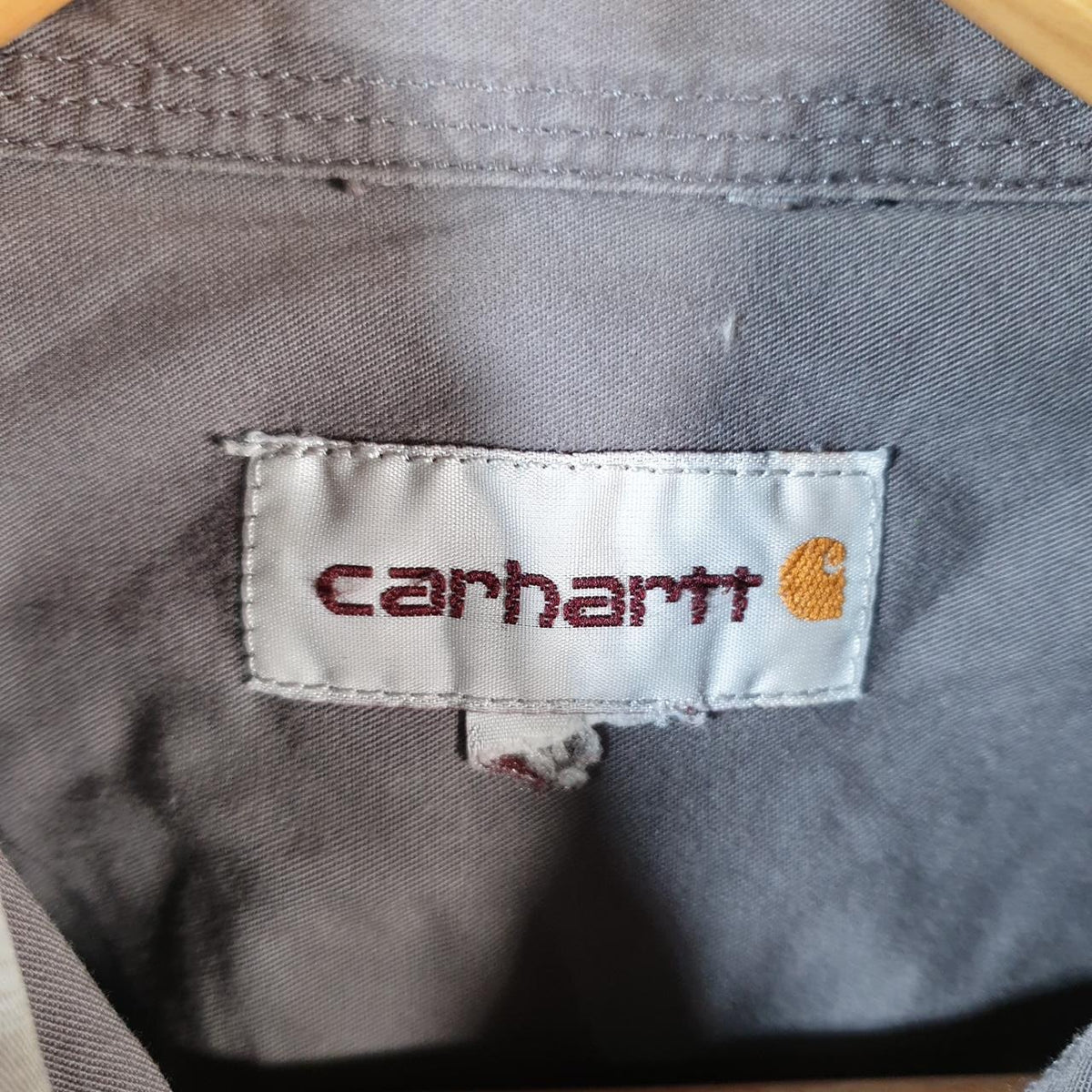 Vintage Carhartt Shirt Button Down Mens Large Blue Checkered Chore Utility Relaxed Big Fish Vintage