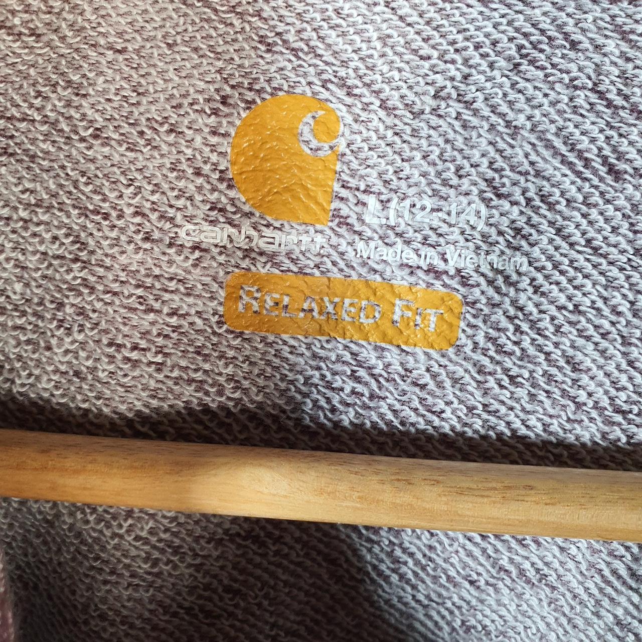 Vintage Carhartt Hoodie Womens Large Burgundy Red Pullover Blank USA Relaxed Fit