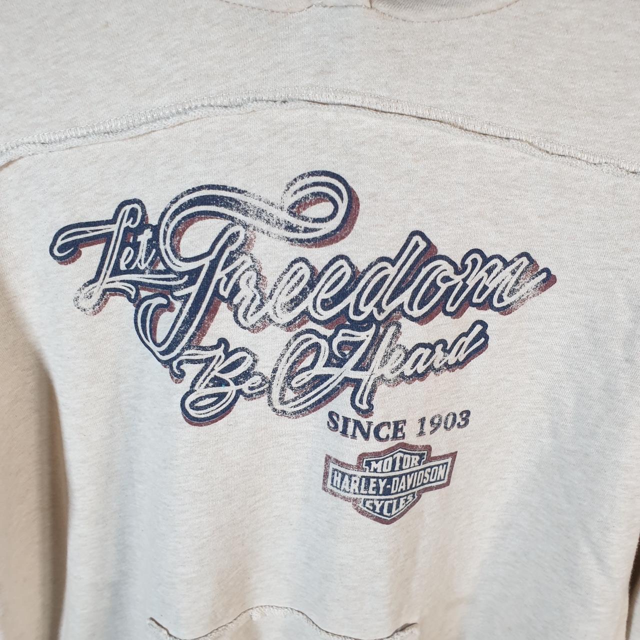 Vintage Harley Davidson Let Freedom Be Heard Hoodie Womens Large Brown