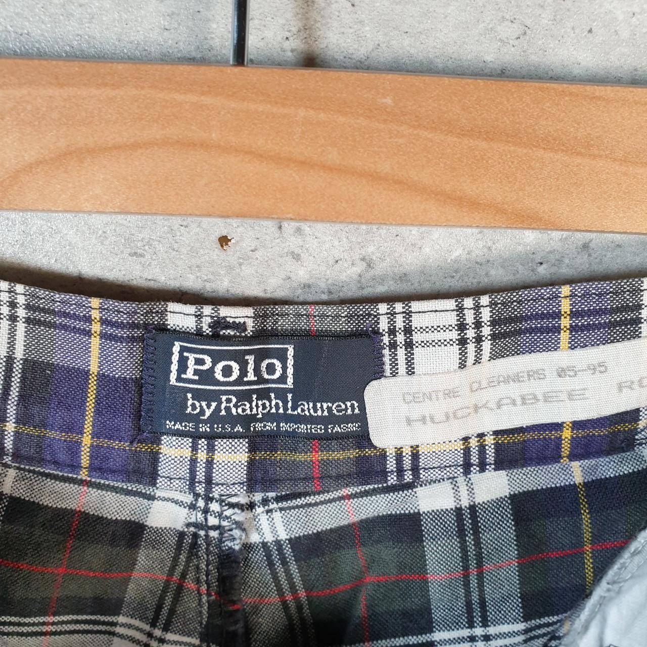 Vintage Ralph Lauren Polo Chino Shorts Jorts USA Mens W36 Checkered Baggy Cotton