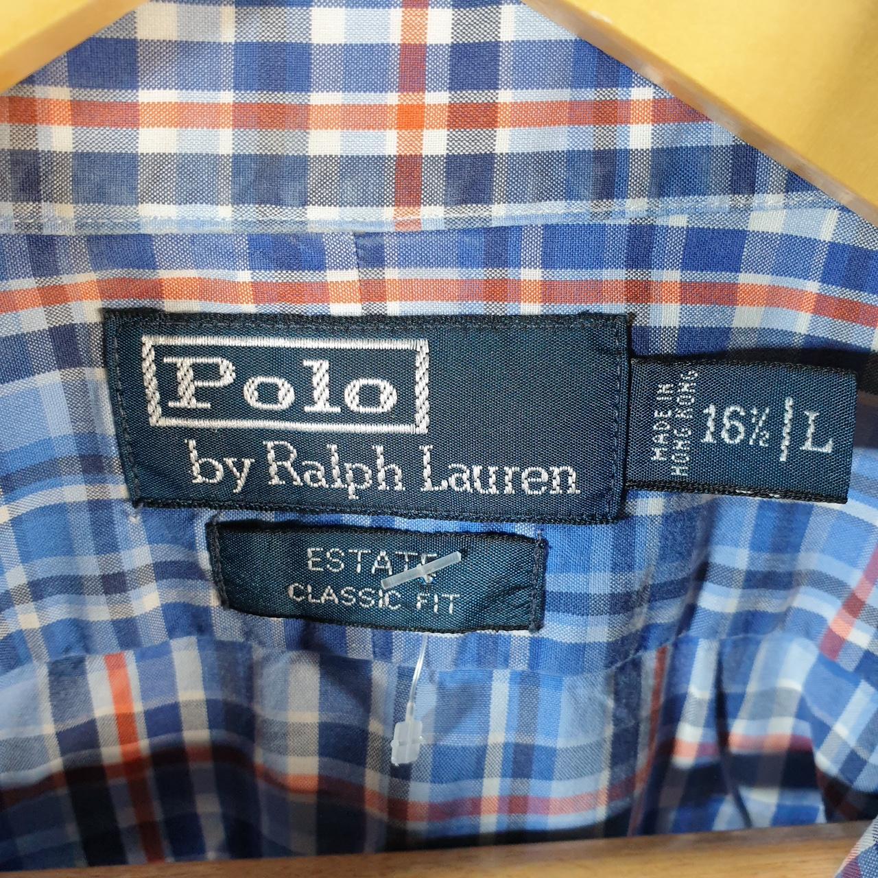Vintage Ralph Lauren Button Down Shirt Men’s Large Blue Checkered Estate Classic Fit