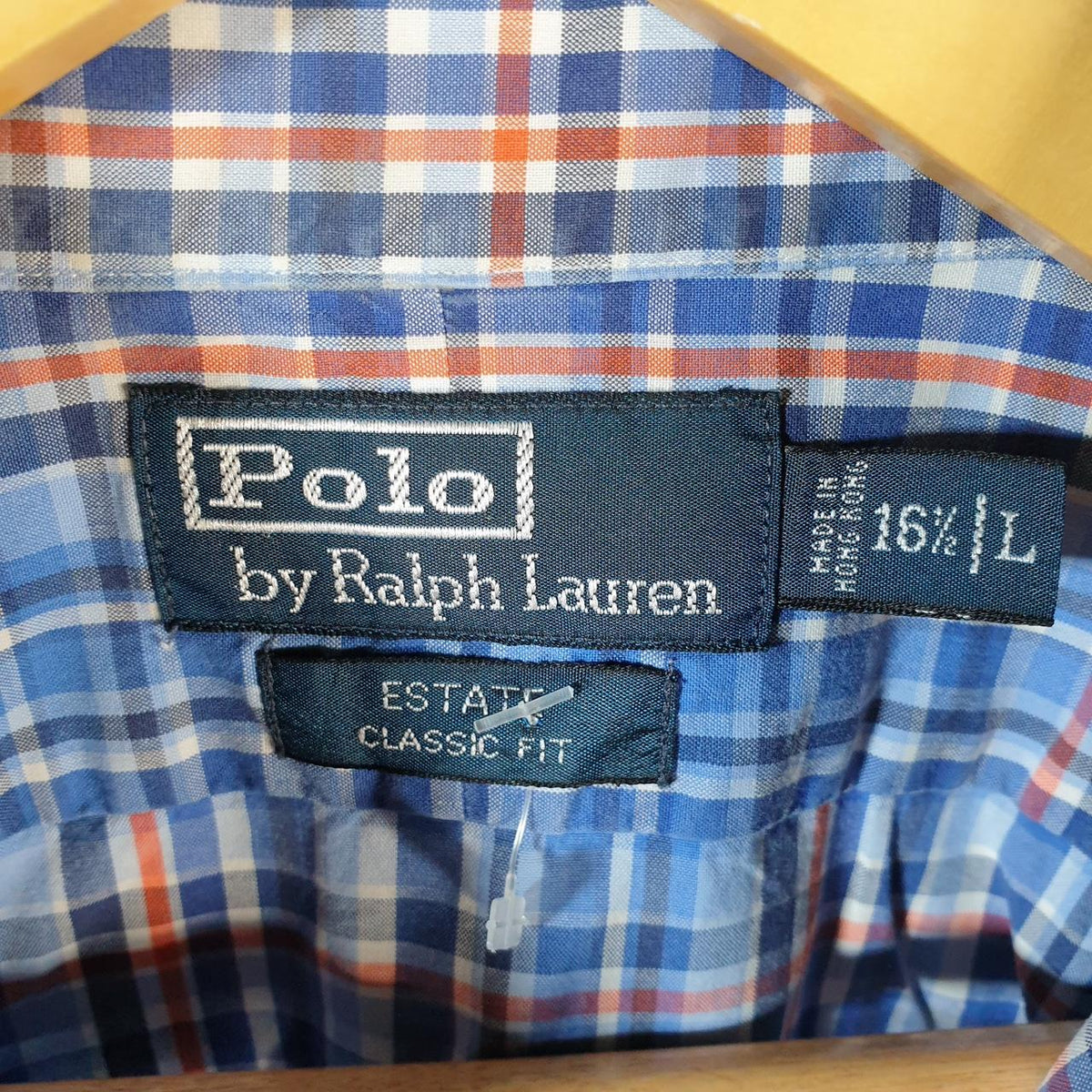 Vintage Ralph Lauren Button Down Shirt Men’s Large Blue Checkered Estate Classic Fit