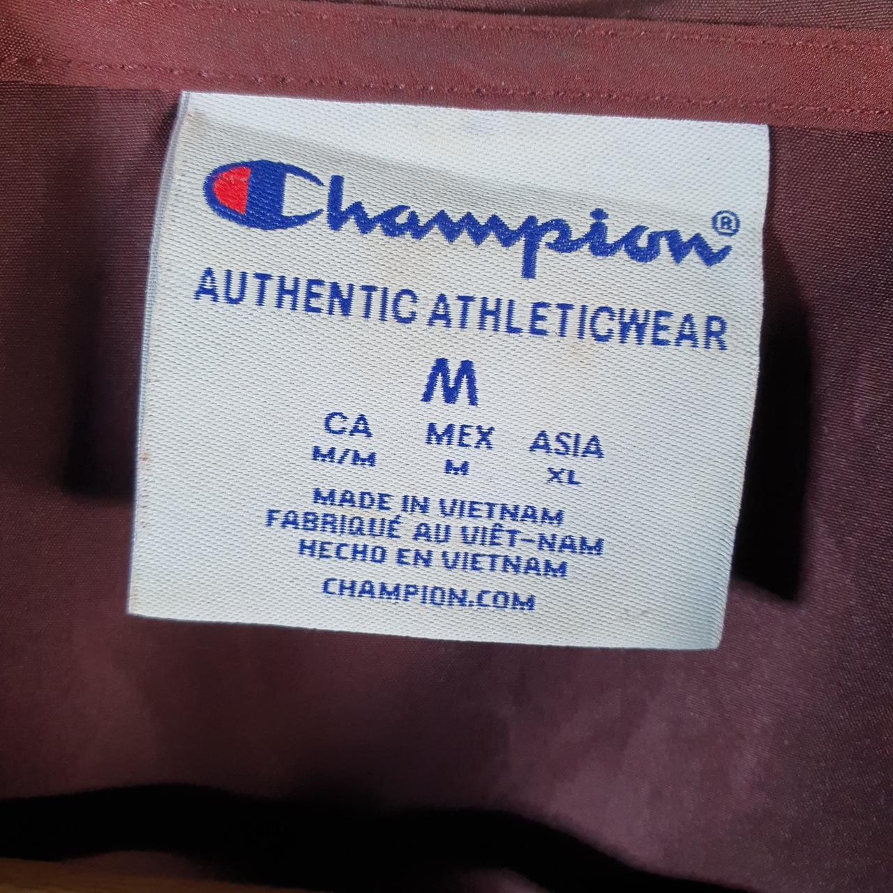 Vintage Champion Windbreaker Track Jacket Mens Medium Burgundy Logo 1/4 Zip Hoodie