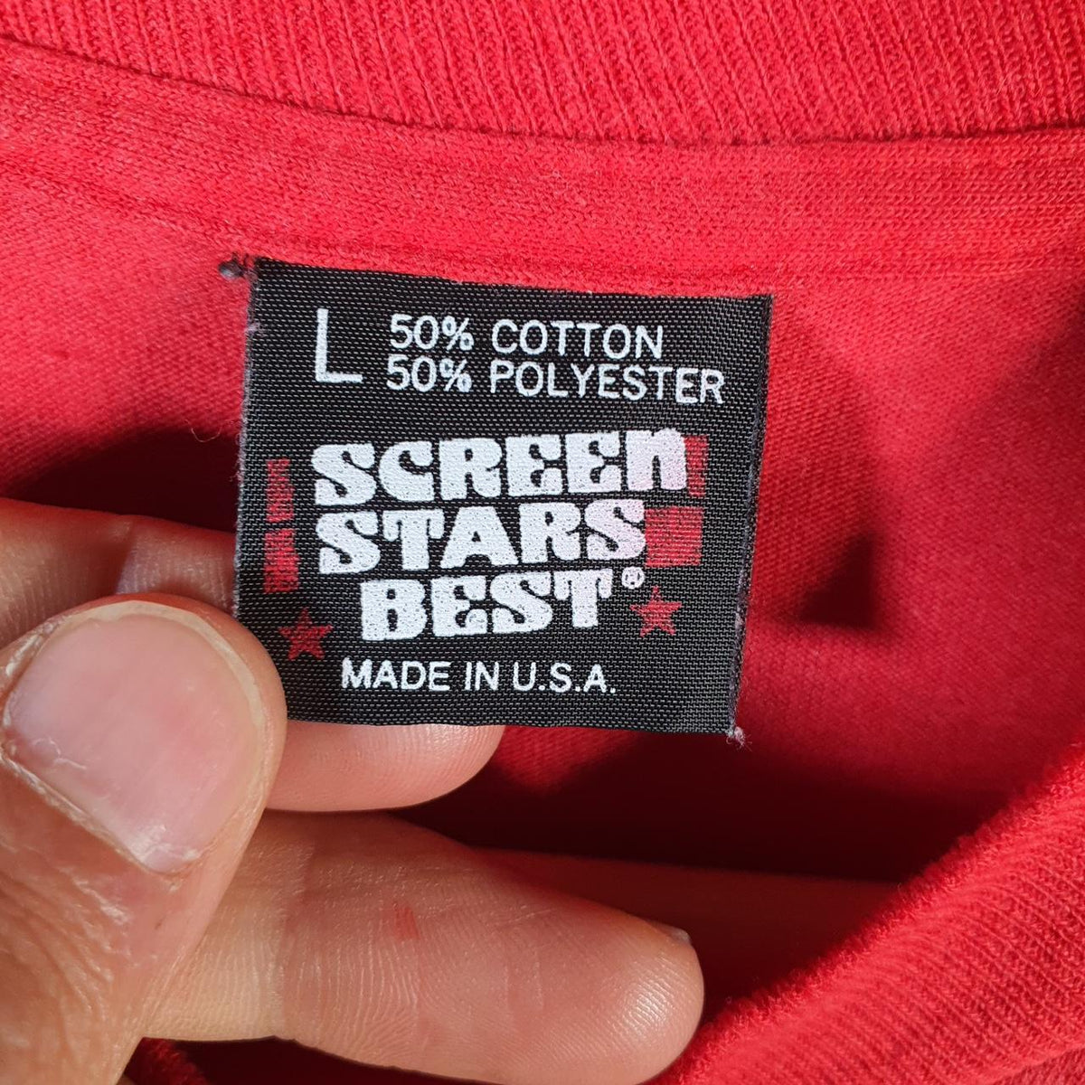 Vintage Marine Corps Marathon 90s USA Screen Stars Single Stitch T Shirt Men’s Large Red Big Fish Vintage