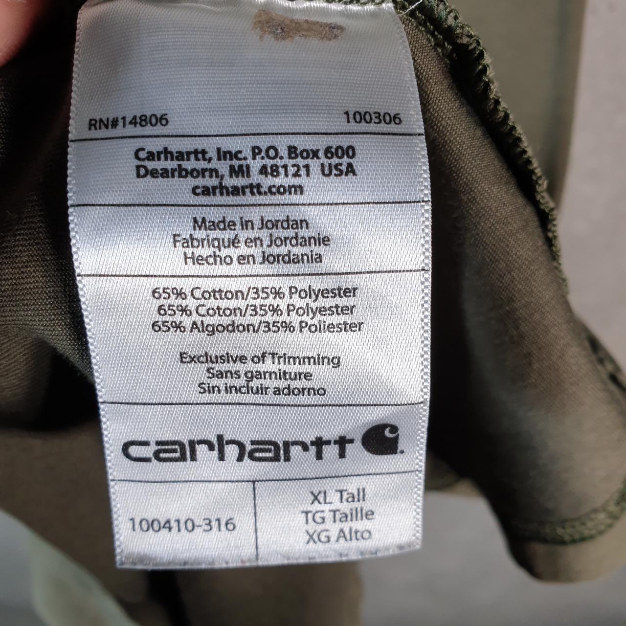 Vintage Carhartt Pocket T Shirt Men’s XL Tall Khaki Green Workwear Chore Utility Relaxed Fit C9190