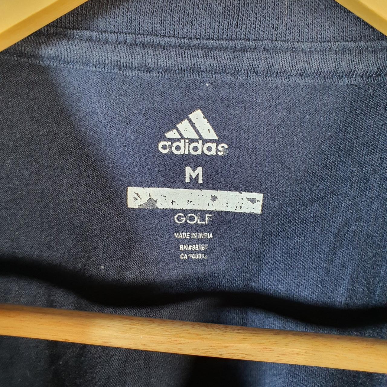 Vintage Adidas Golf T Shirt Shirt Men’s Medium Navy Blue Three Stripes Logo Athletic