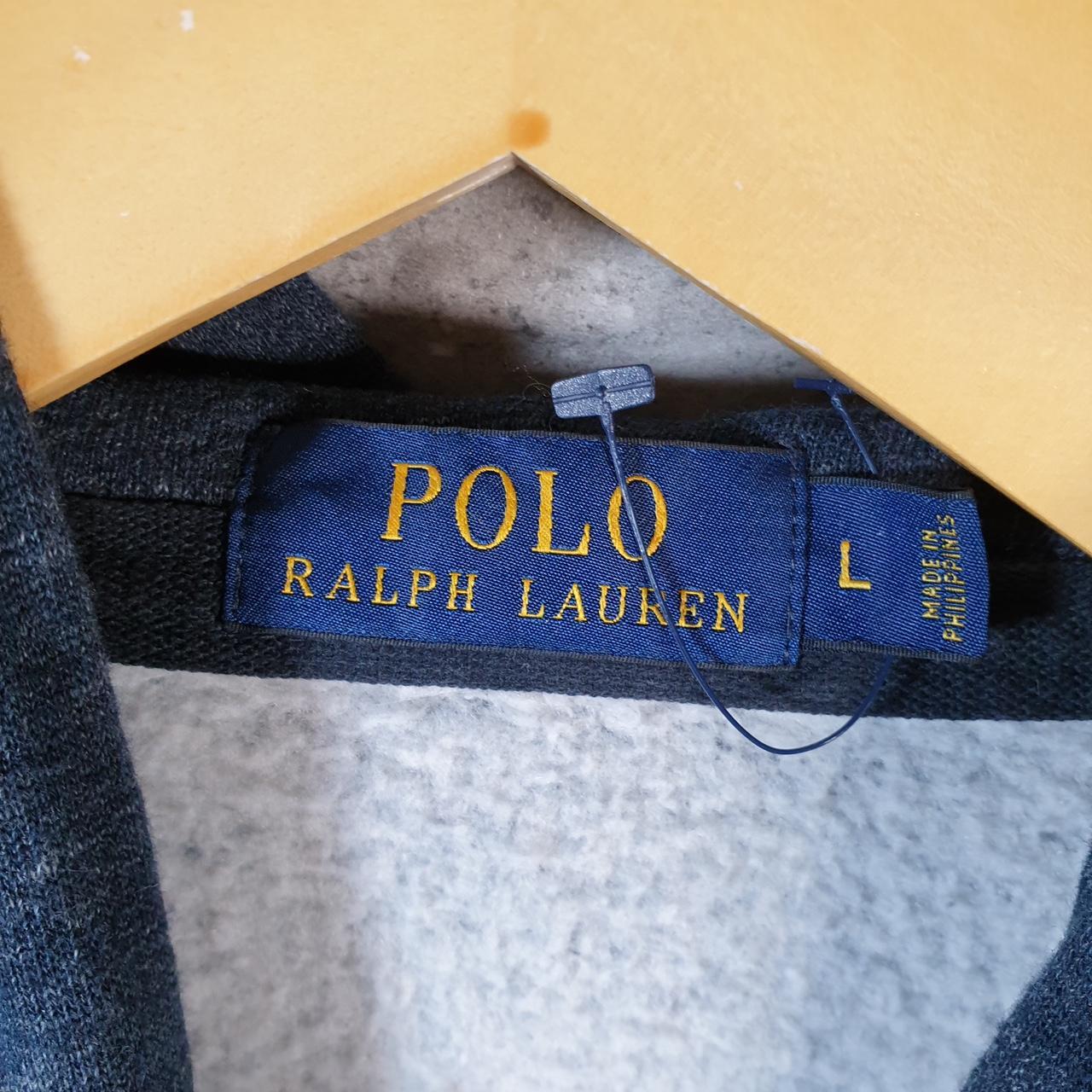 Vintage Ralph Lauren Polo Heavyweight Hoodie Men’s Large Navy Blue Cotton Full Zip Pony