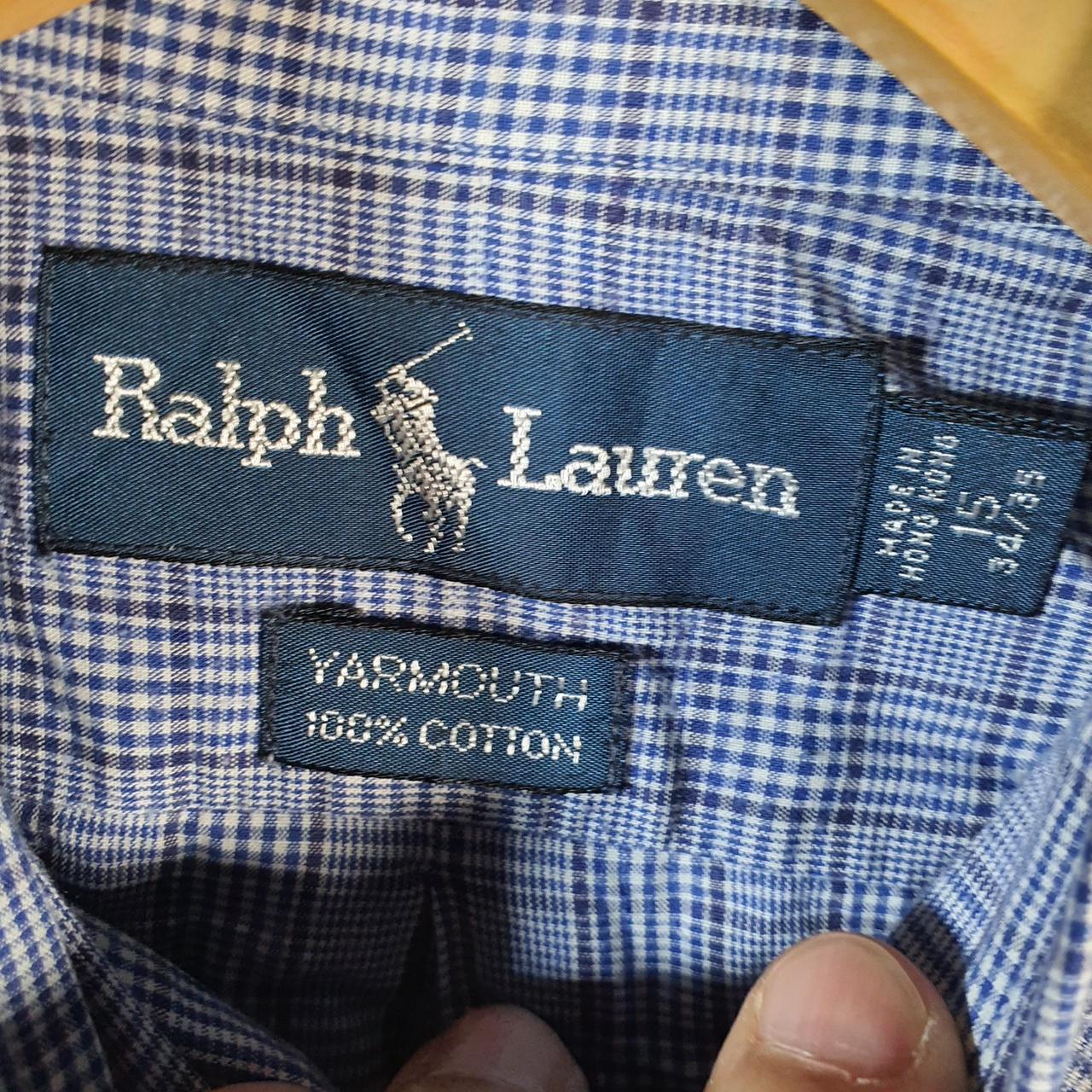 Vintage Ralph Lauren Button Down Shirt Men’s Large Blue Checkered Yarmouth Pony