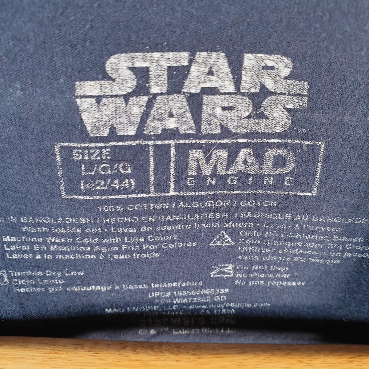 Vintage Star Wars Mandalorian T Shirt Men’s Large Navy Blue Logo Graphic Spellout
