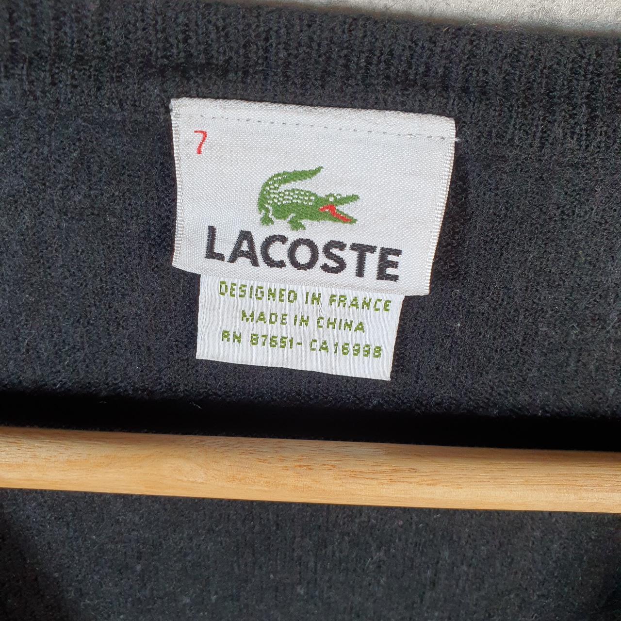 Vintage Lacoste Knit Sweater Mens Large Black Y2K Jumper Logo