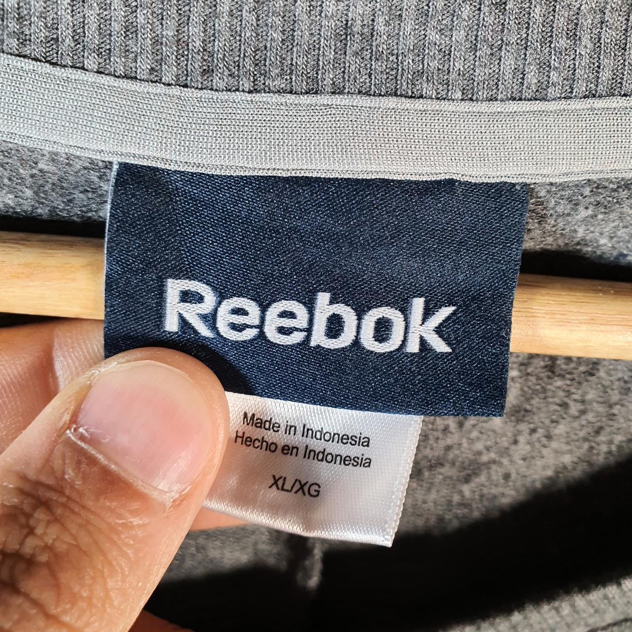 Vintage Reebok Spellout Knit Sweater Womens XL Grey Logo