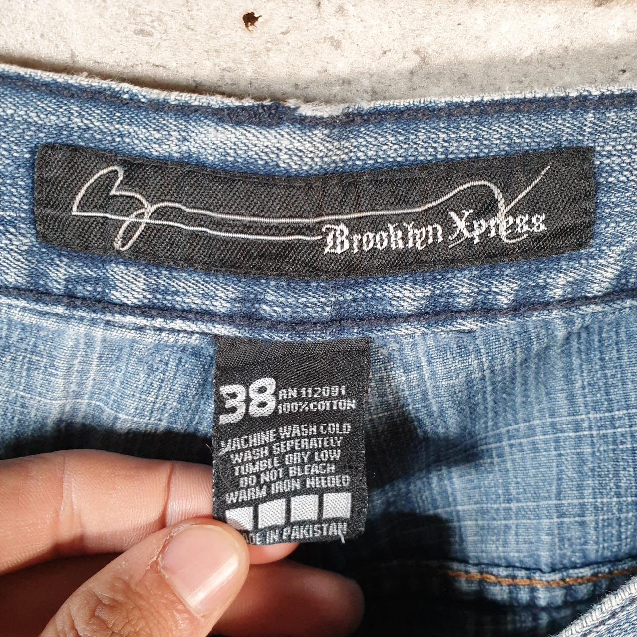 Vintage Brooklyn Express Baggy Y2K Hip Hop Jeans Shorts Jorts Mens W38 Blue Denim USA Big Fish Vintage