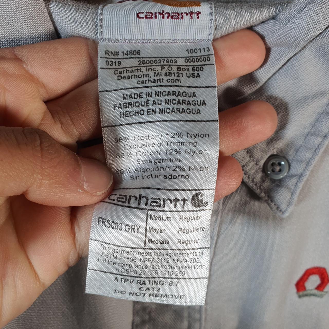 Vintage Carhartt FR Shirt Button Down Mens Medium Grey Chore Utility Relaxed - Big Fish Vintage