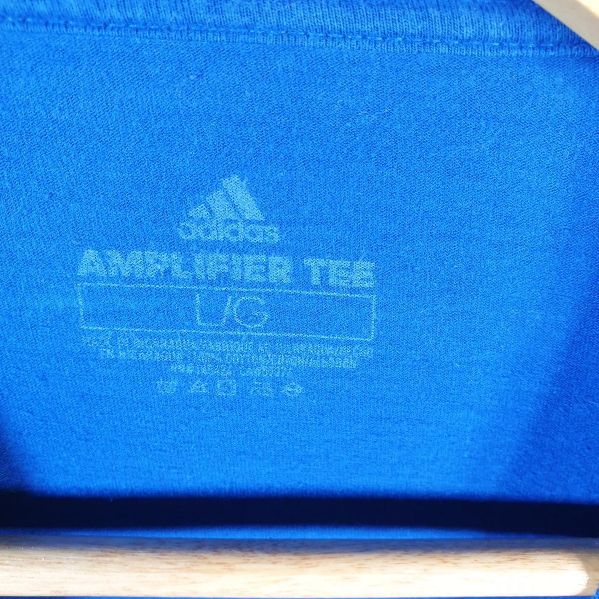 Vintage Adidas Amplifier T Shirt Shirt Men’s Large Blue Three Stripes Logo Athletic C9787