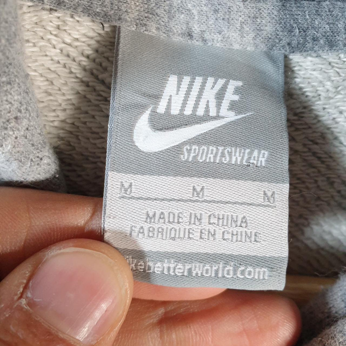 Vintage Nike 90s Club Hoodie Womens Medium Grey Swoosh Y2K Pullover