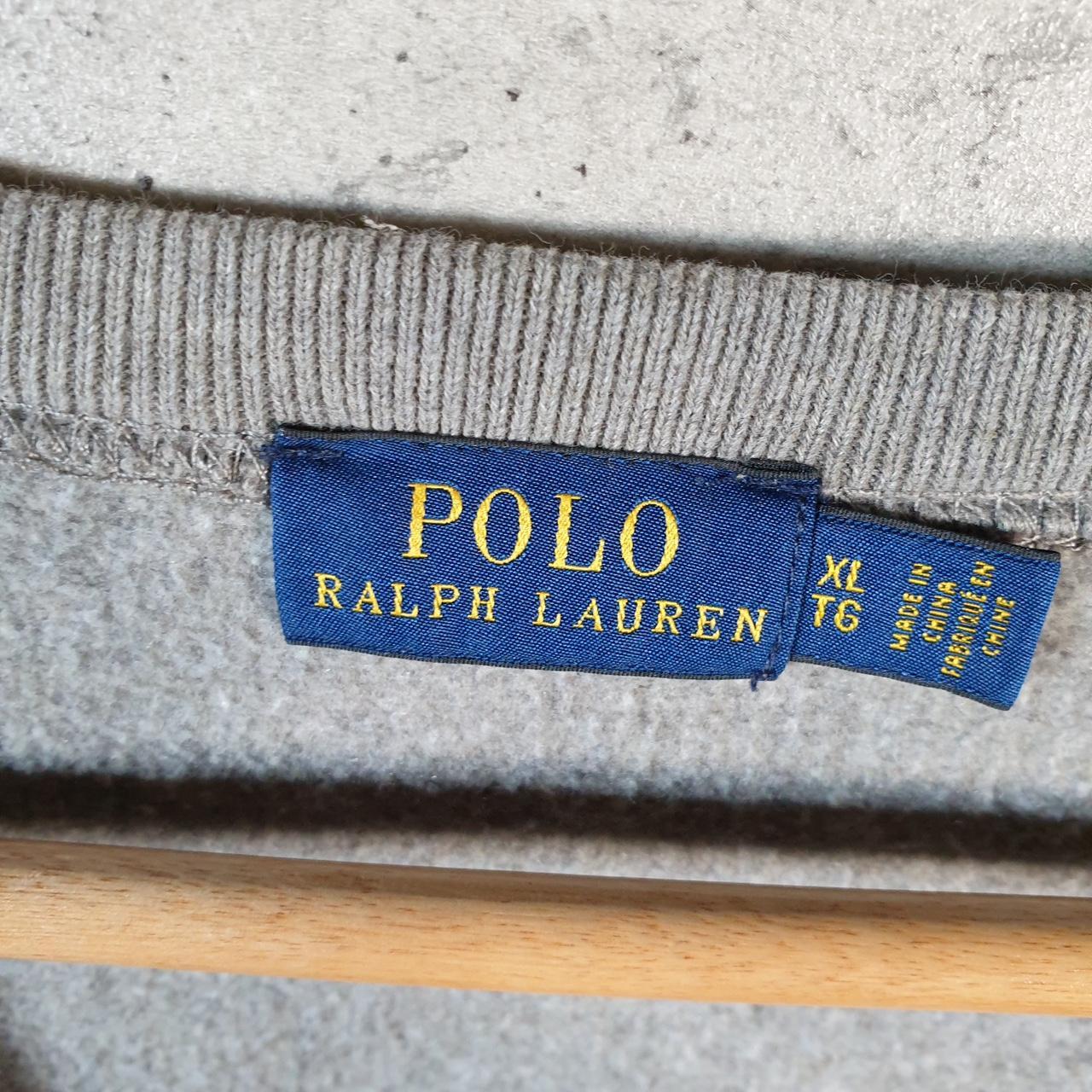 Vintage Ralph Lauren Polo Sweatshirt Womens XL Grey Cotton Pullover Pony