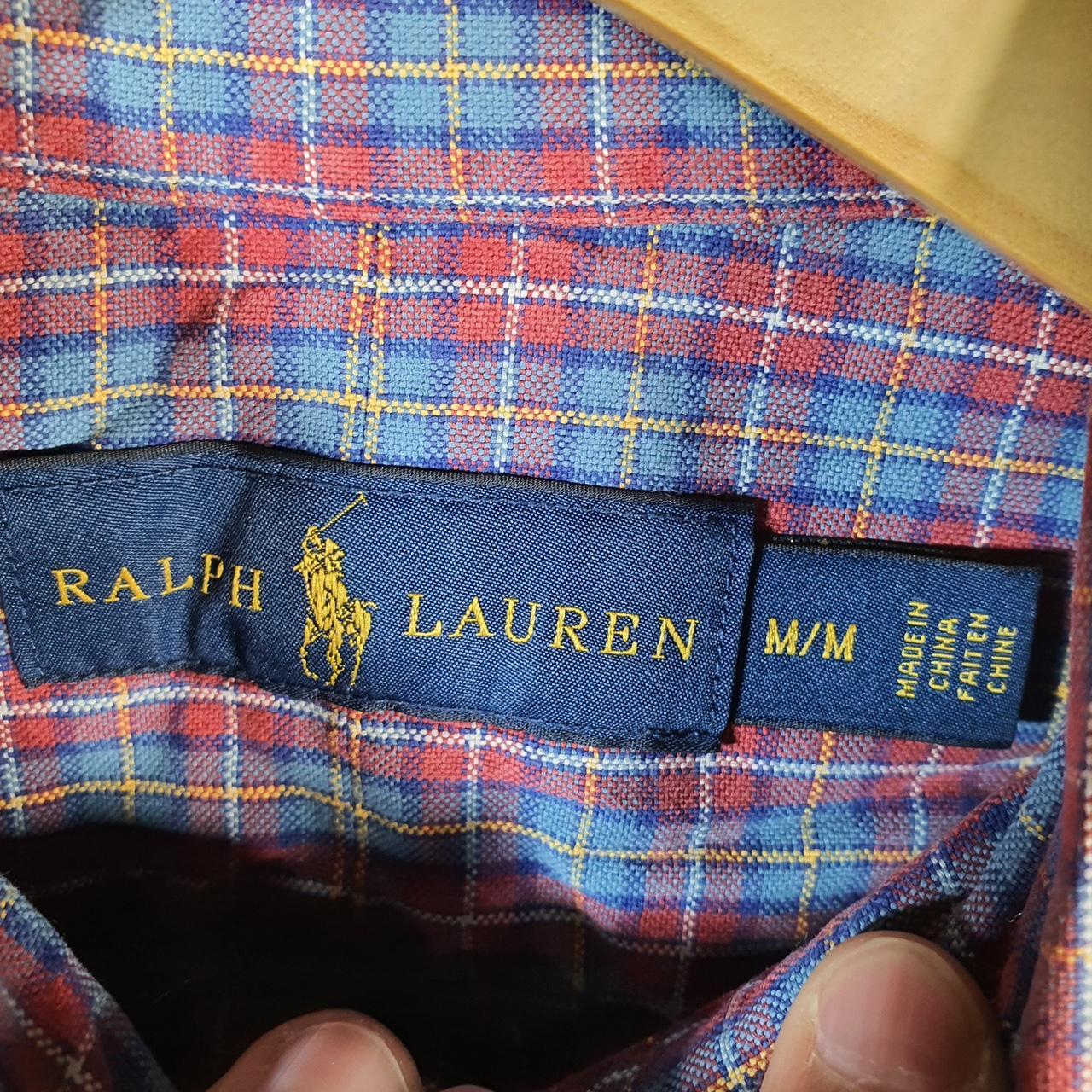 Vintage Ralph Lauren Button Down Shirt Men’s M Checkered Custom Fit Pony Cotton