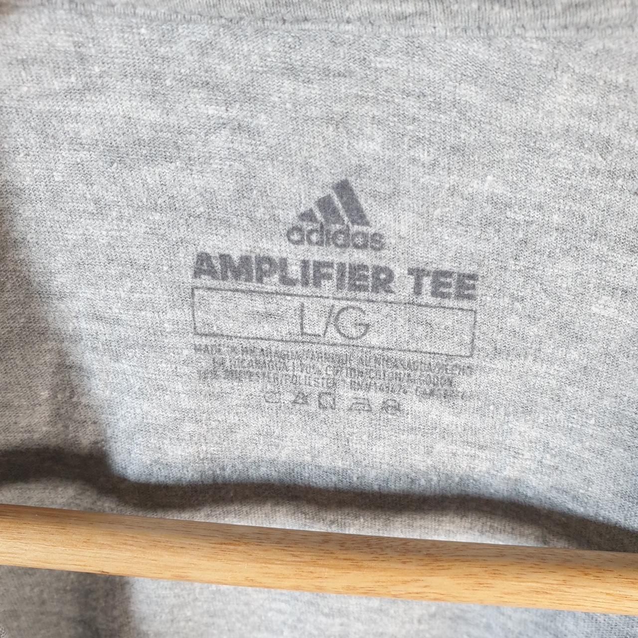 Vintage Adidas Amplifier T Shirt Men’s Large Grey Three Stripes Logo Athletic
