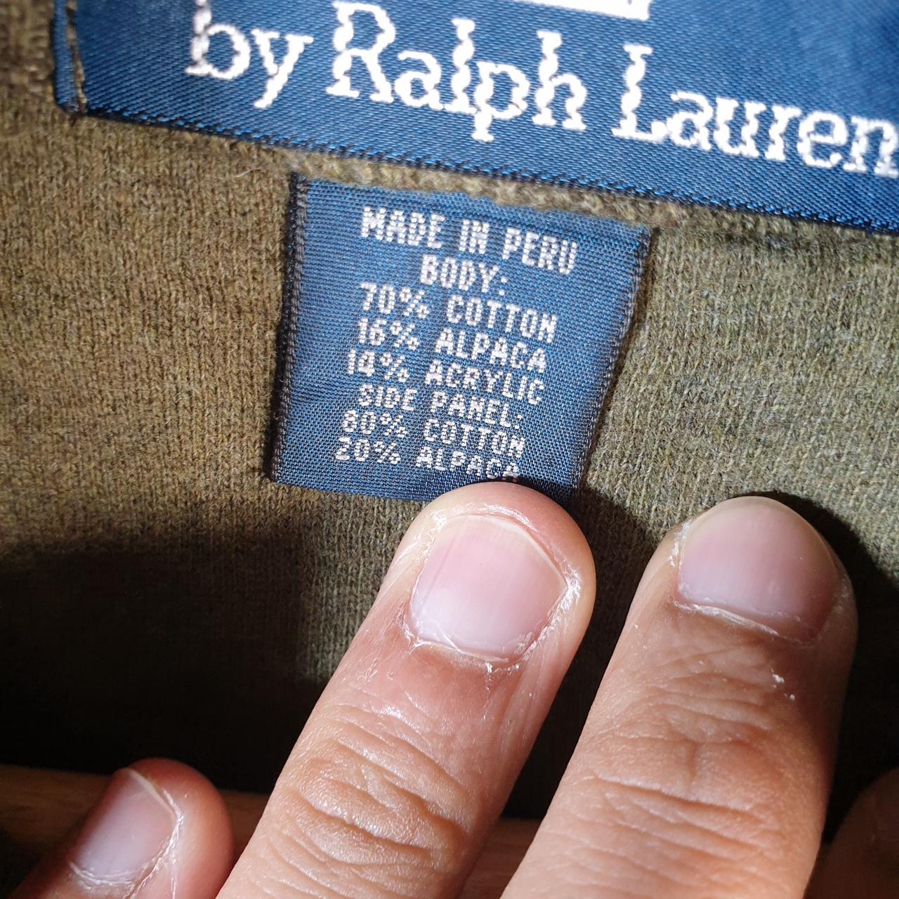 Vintage Ralph Lauren Polo 1/4 Zip Sweatshirt Men’s Large Khaki Green Cotton Pullover Pony