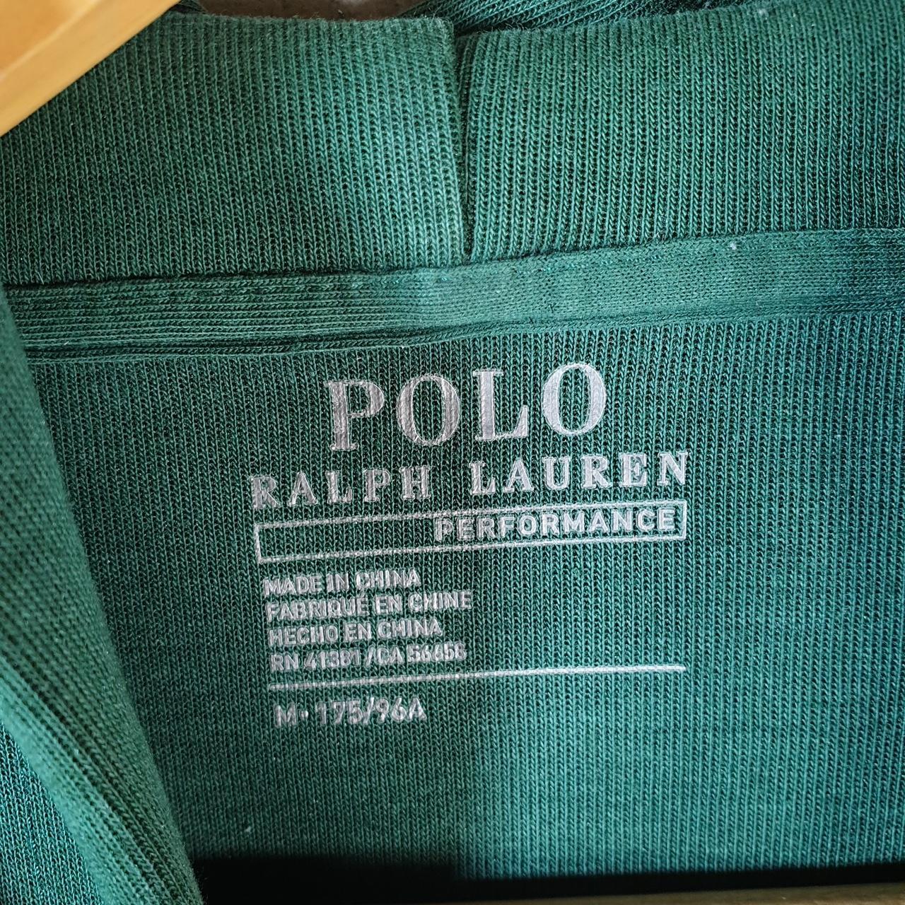 Vintage Ralph Lauren Polo Performance Hoodie Men’s Medium Green Cotton Full Zip Pony Big Fish Vintage