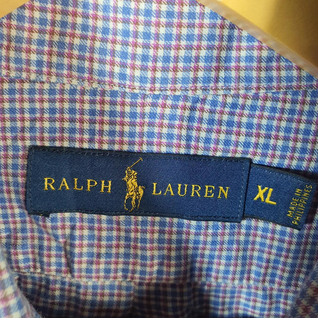 Vintage Ralph Lauren Button Down Shirt Men’s XL Blue Checkered Classic Fit Cotton Pony