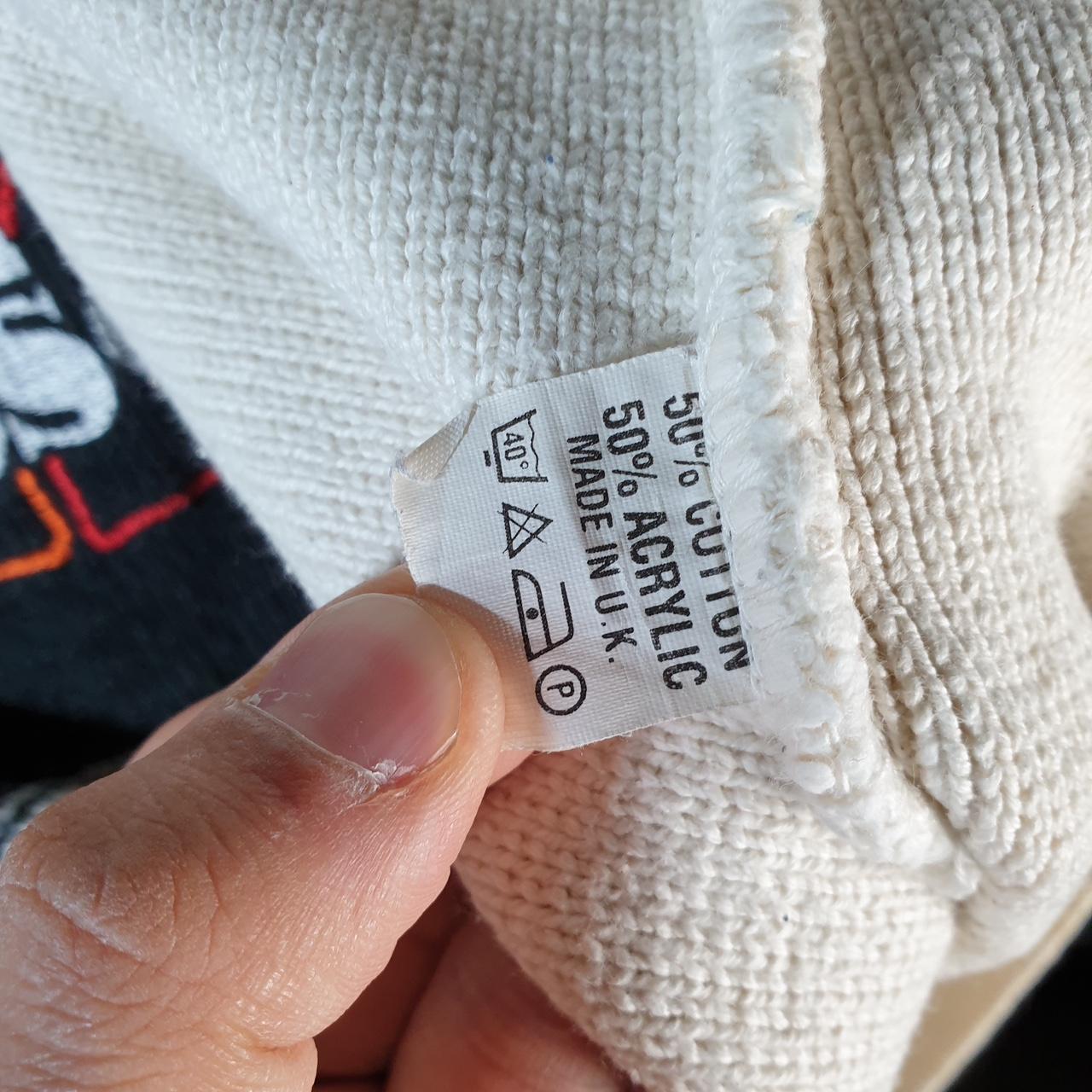 Vintage Ellesse Spellout Knit Sweater Womens Small Cream Y2K Pullover Pocket