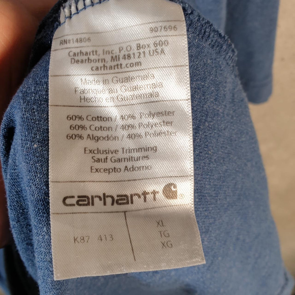 Vintage Carhartt Pocket T Shirt Men’s XL Blue Workwear Chore Utility Loose Fit C9197