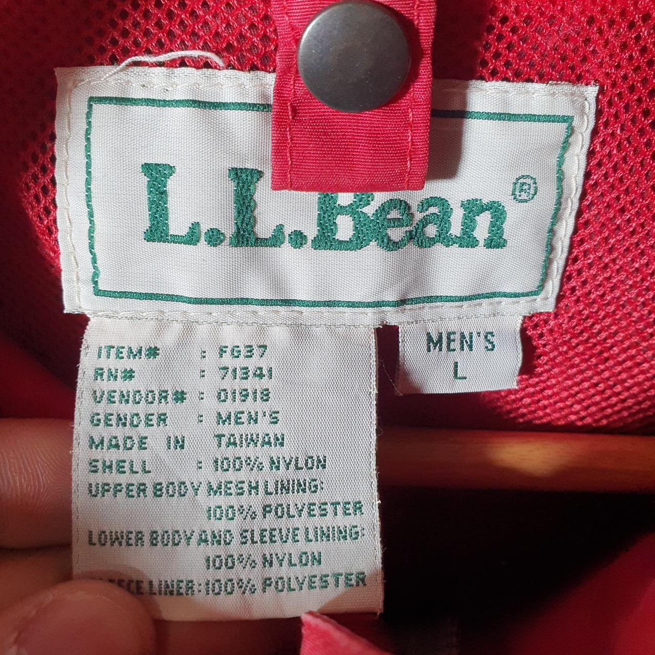 Vintage L.L. Bean Outdoors Nylon Jacket Mens Large Hooded Red Full Zip Waterproof