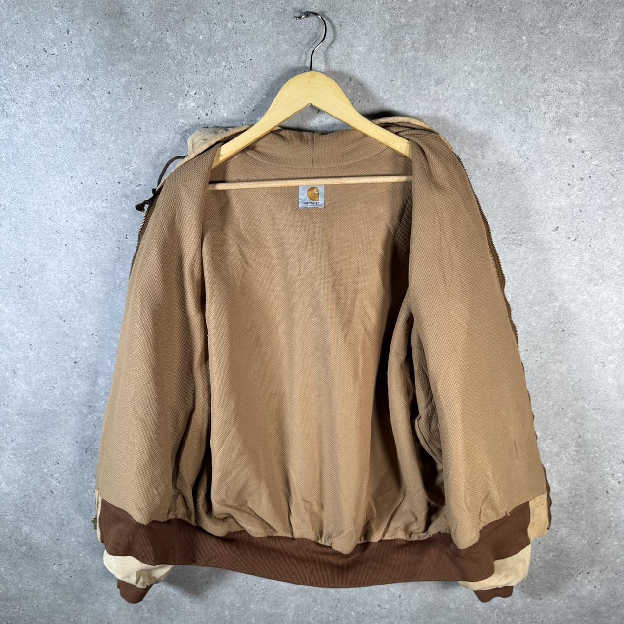 Vintage Carhartt Active Hooded Jacket Men’s XL Tan Brown Workwear Canvas USA