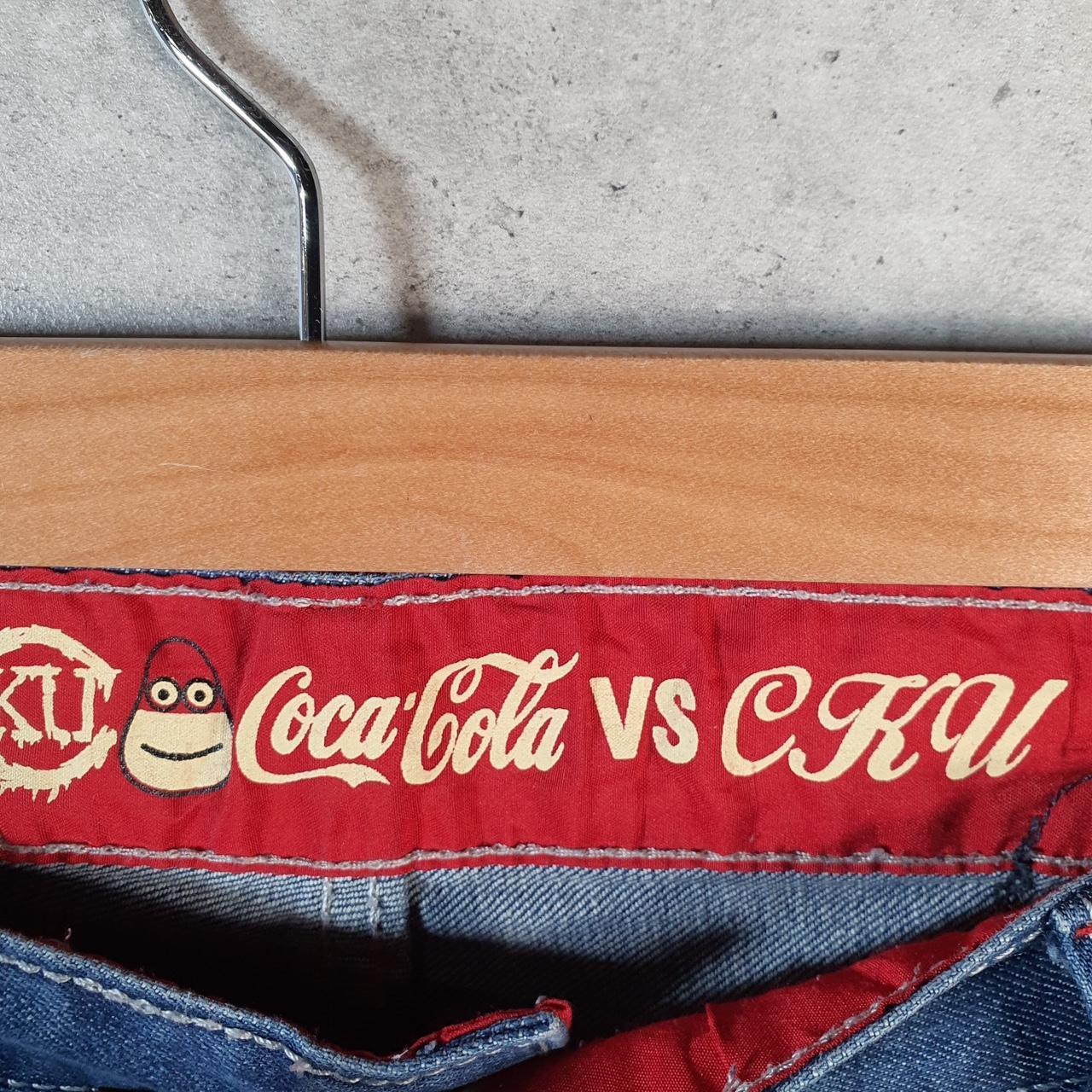Vintage Coca Cola Baggy Y2K Hip Hop Jorts Shorts Mens W38 Blue Denim USA A4672