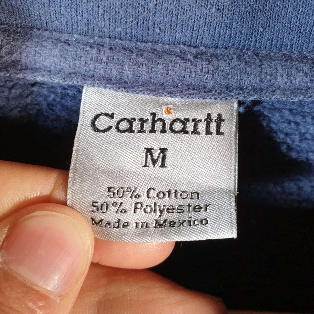 Vintage Carhartt Sweatshirt Mens Medium Navy Blue Full Zip Blank USA Original Fit