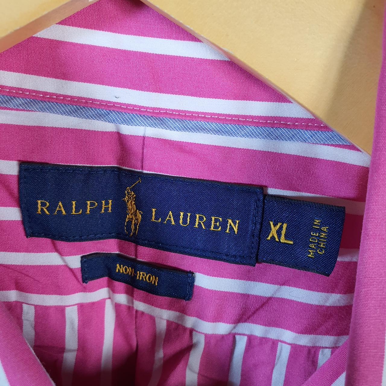 Vintage Ralph Lauren Button Down Shirt Men’s XL Pink Striped Classic Fit Pony