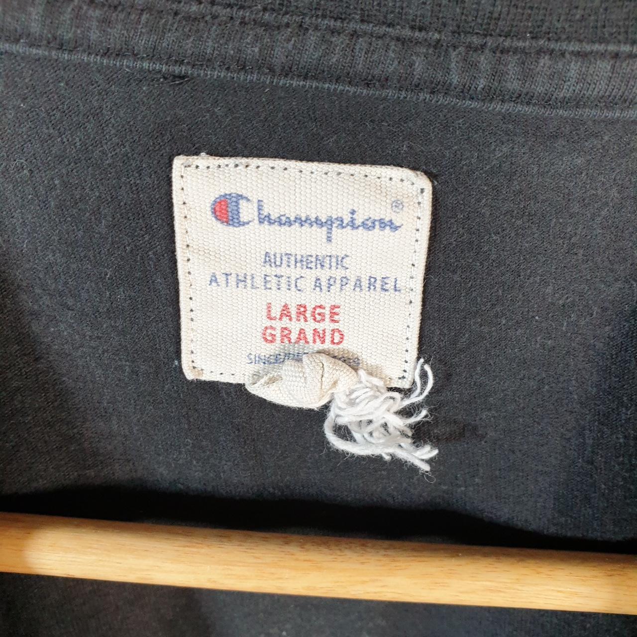 Vintage Champion Spellout Embroidered T Shirt Men’s Large Black Casual Blank Athletic