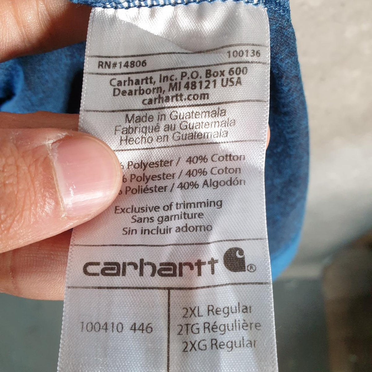Vintage Carhartt Pocket T Shirt Men’s 2XL Blue Workwear Chore Utility Relaxed Fit C9335