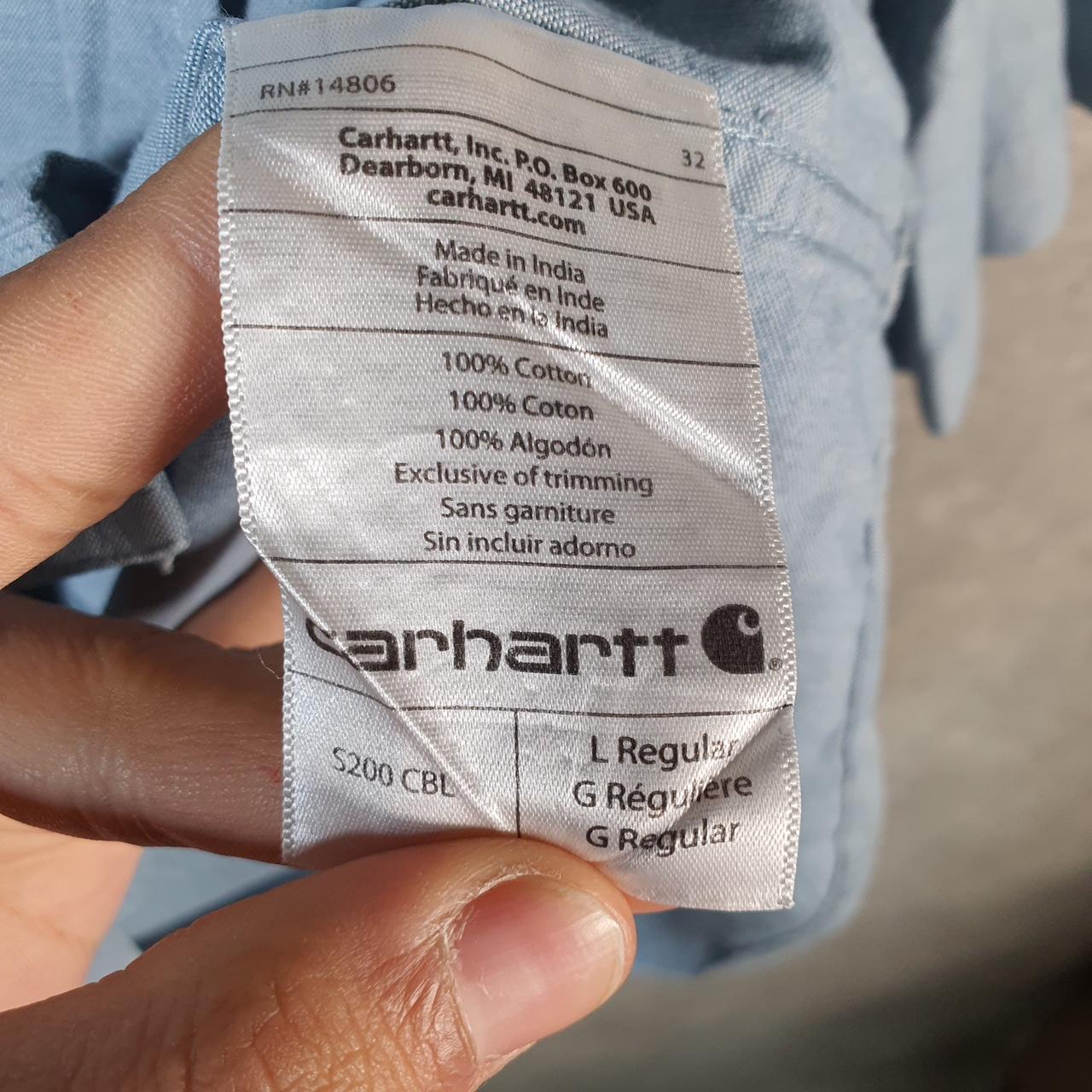 Vintage Carhartt Shirt Button Down Mens Large Blue Short Sleeve Chore Utility Relaxed - Big Fish Vintage