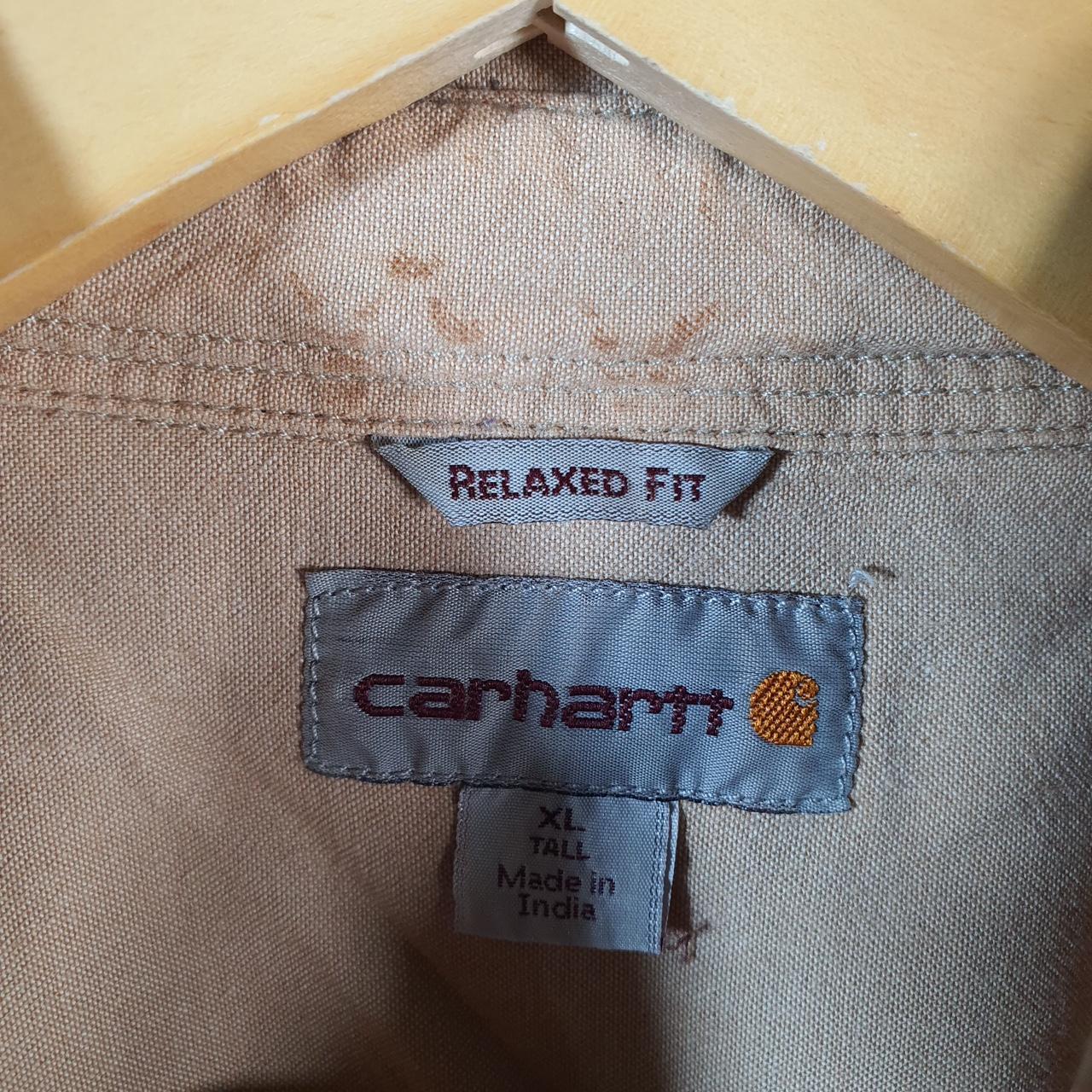 Vintage Carhartt Shirt Button Down Mens XL Brown Short Sleeve Chore Utility Relaxed - Big Fish Vintage