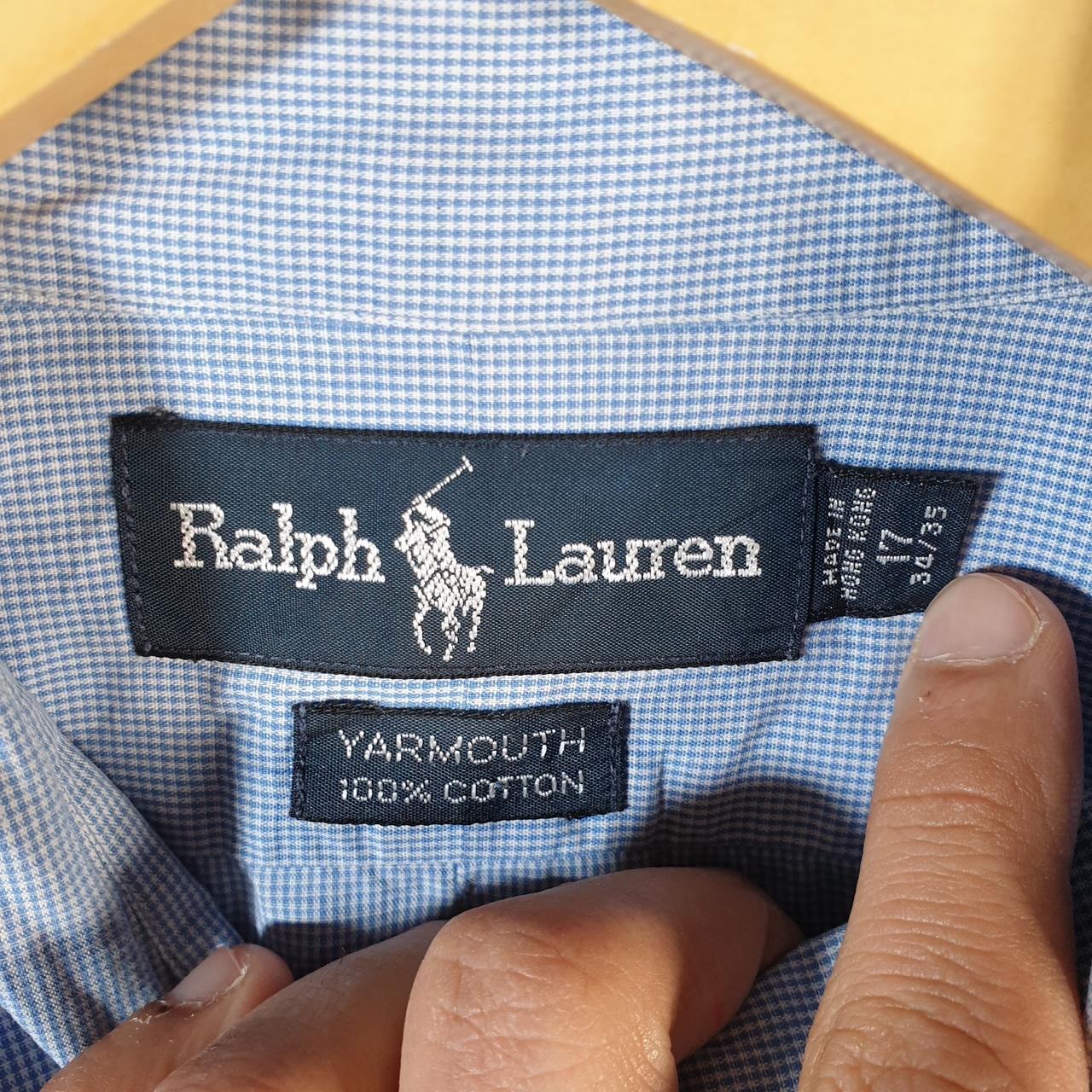 Vintage Ralph Lauren Button Down Shirt Men’s XL Blue Checkered Yarmouth Cotton Pony